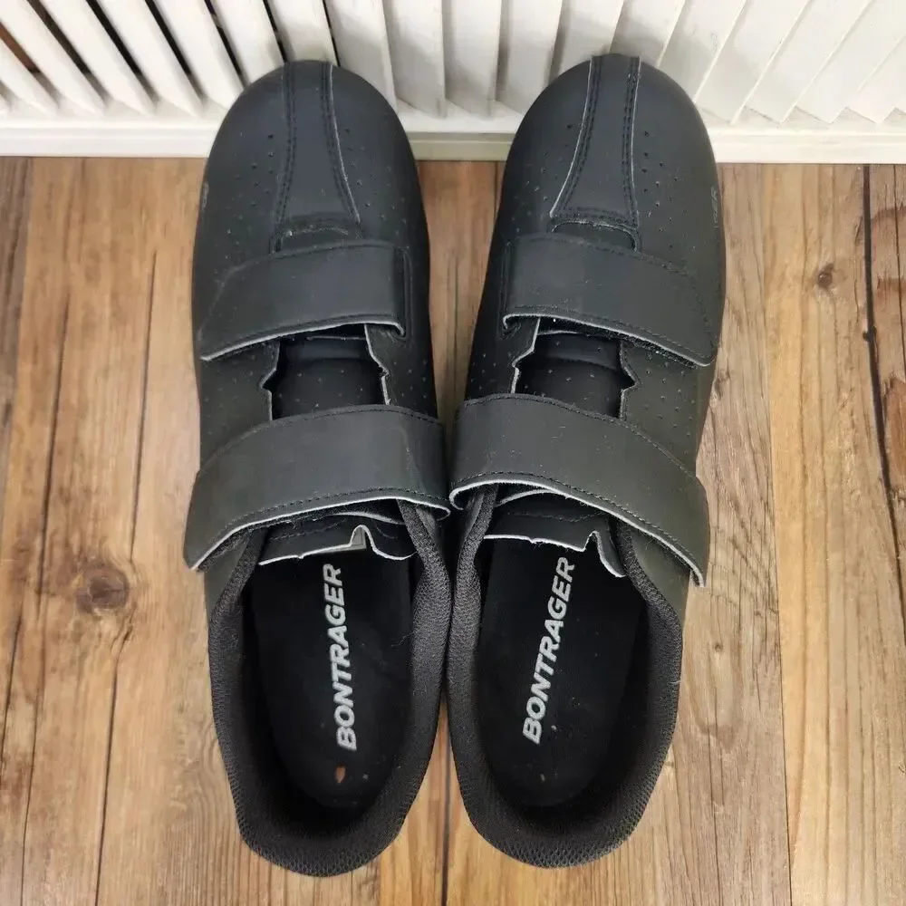 Bontrager Solstice Road Cycling Shoes Mens Sz 14 Black Dual Strap 3-Hole Cleats